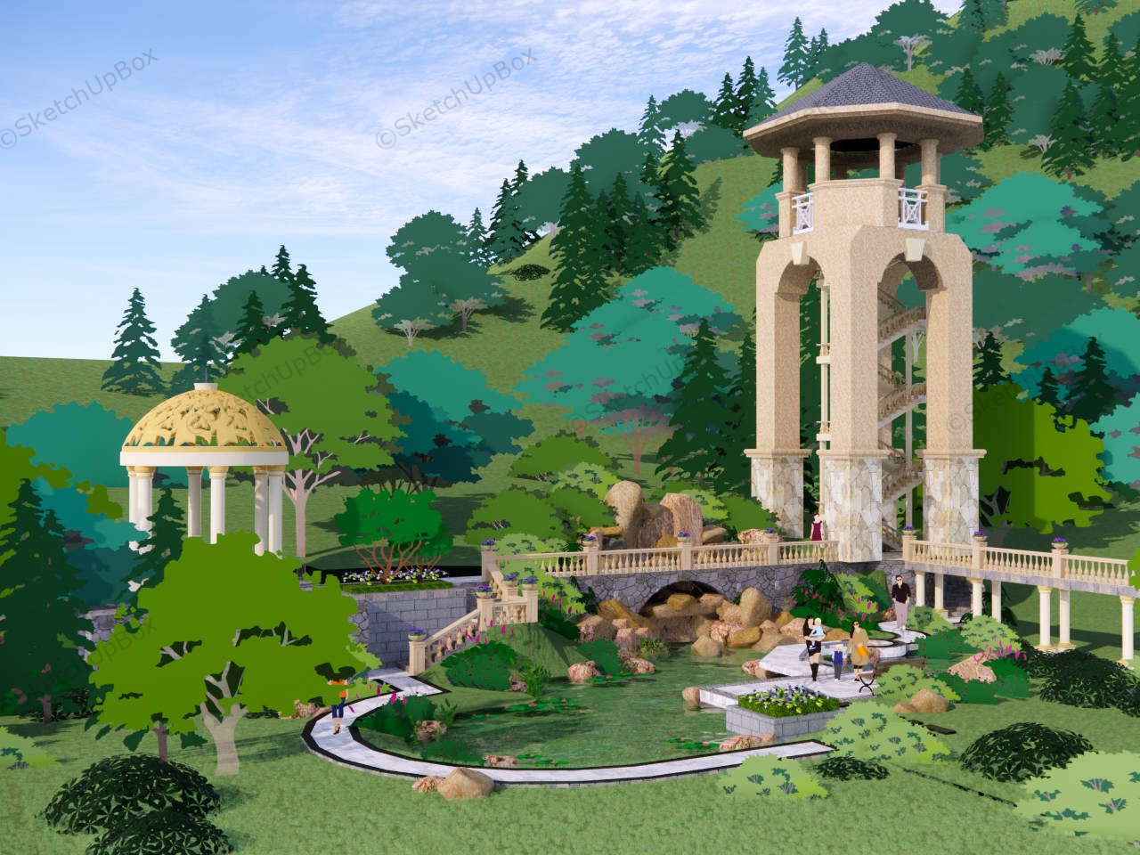 Observation Tower In Mountain sketchup model preview - SketchupBox
