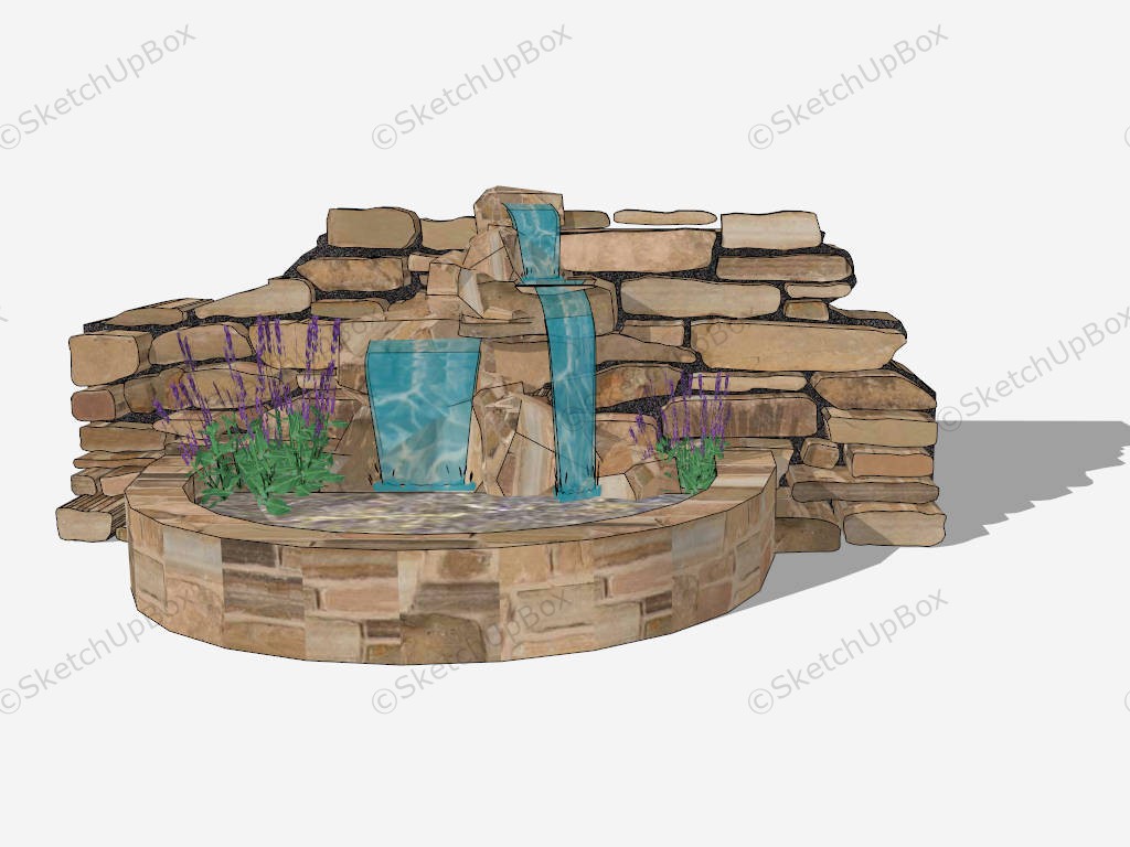 Outdoor Rock Water Fountain sketchup model preview - SketchupBox