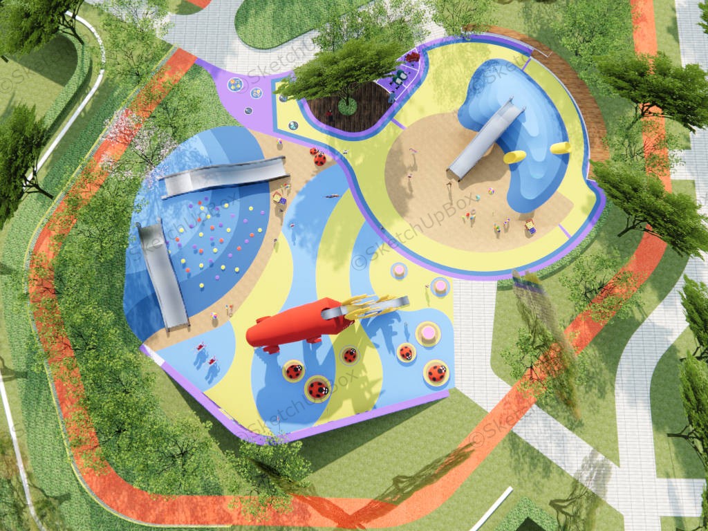 Outdoor Kids Park Playground Plan sketchup model preview - SketchupBox