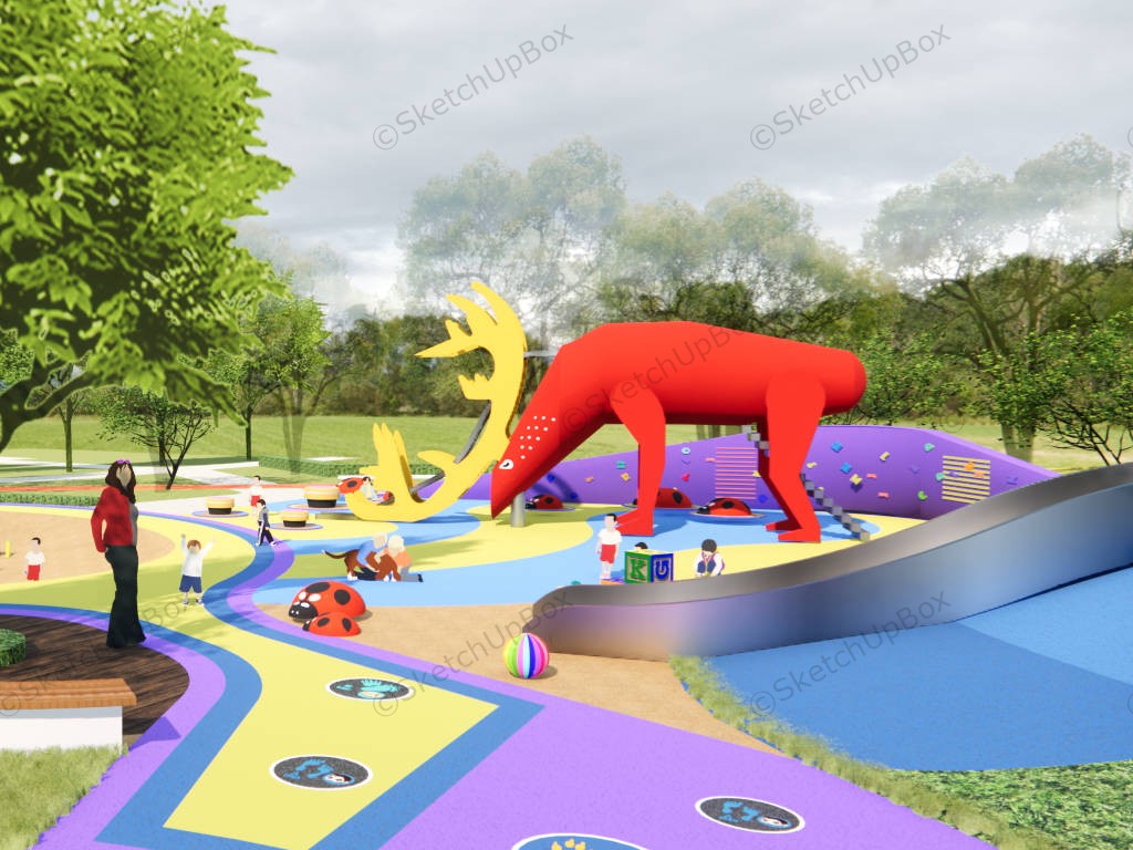 Outdoor Kids Park Playground Plan sketchup model preview - SketchupBox