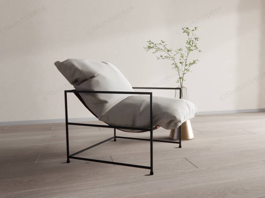 Black Metal Frame Accent Chair sketchup model preview - SketchupBox