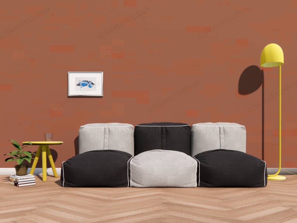 Modern Bean Bag Style Couches sketchup model preview - SketchupBox