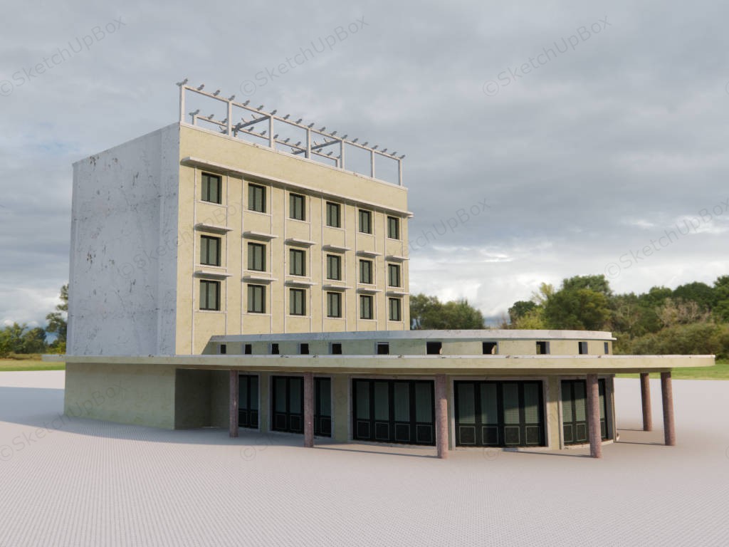 Budget Hotel Architecture Exterior sketchup model preview - SketchupBox