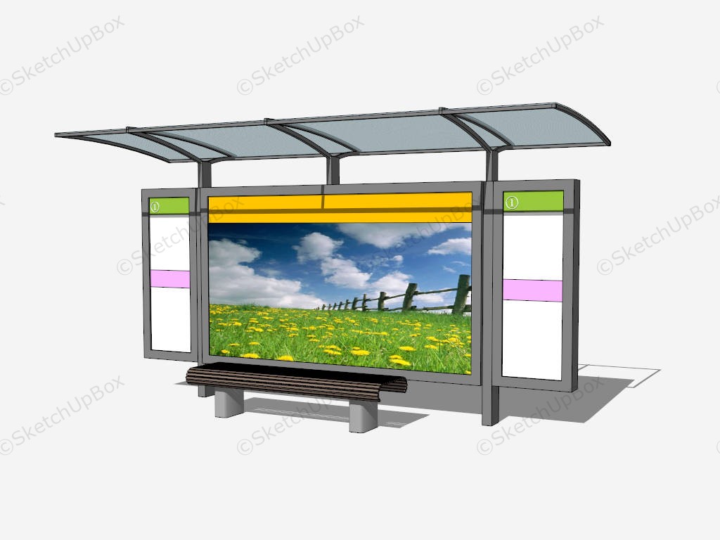 Bus Shelter With Advertisement sketchup model preview - SketchupBox