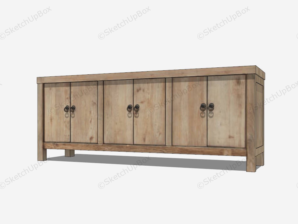 Rustic Wood Sideboard Cabinet sketchup model preview - SketchupBox