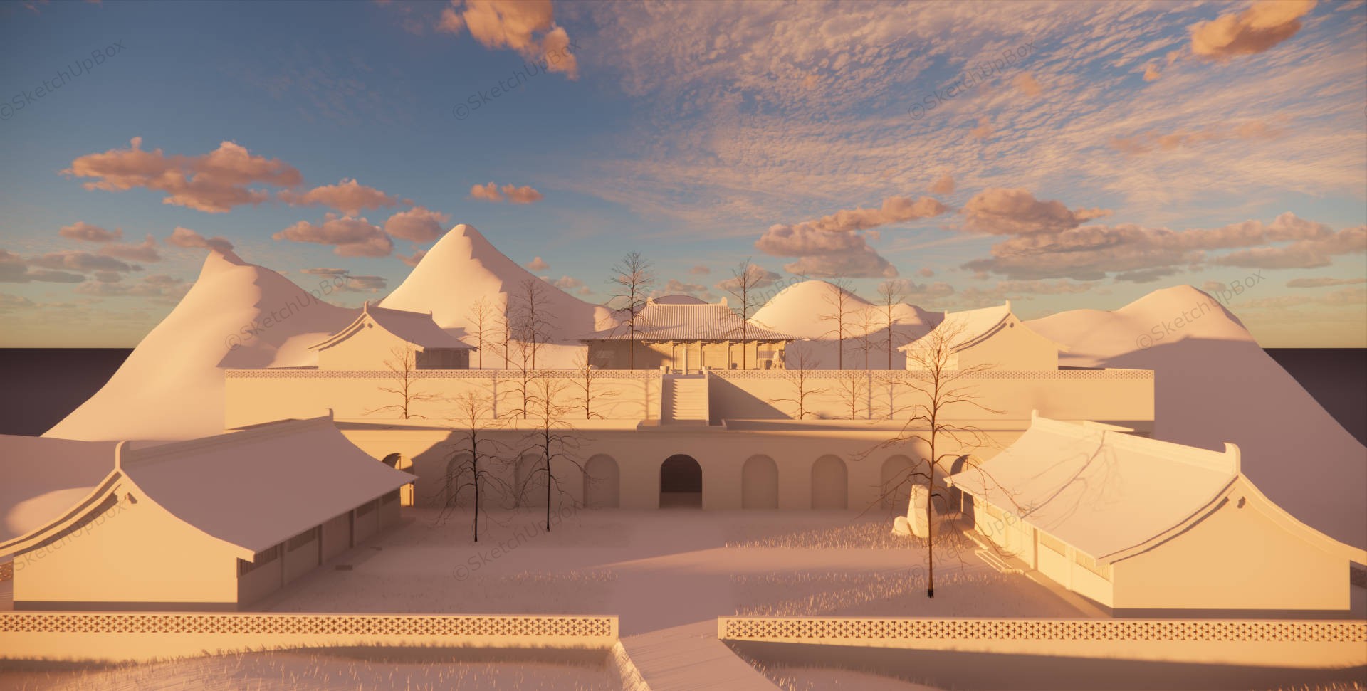Foguang Temple sketchup model preview - SketchupBox