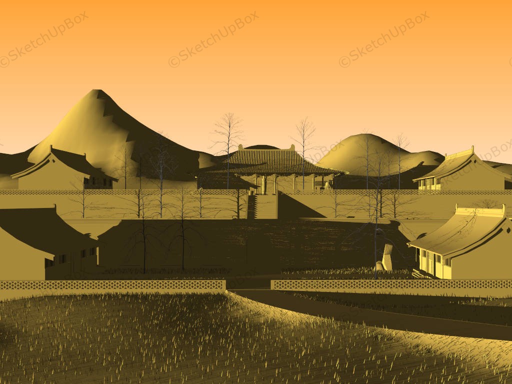 Foguang Temple sketchup model preview - SketchupBox