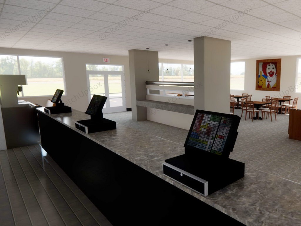 McDonald's Restaurant Exterior And Interior Design sketchup model preview - SketchupBox