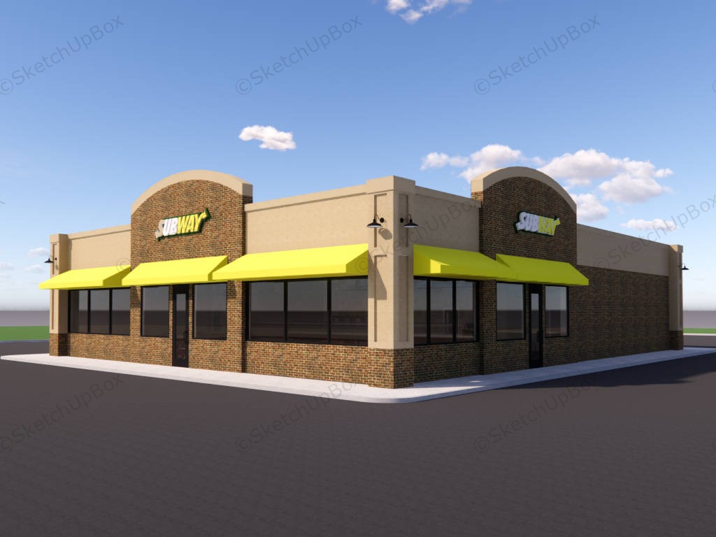 Subway Restaurant Exterior And Interior Design sketchup model preview - SketchupBox