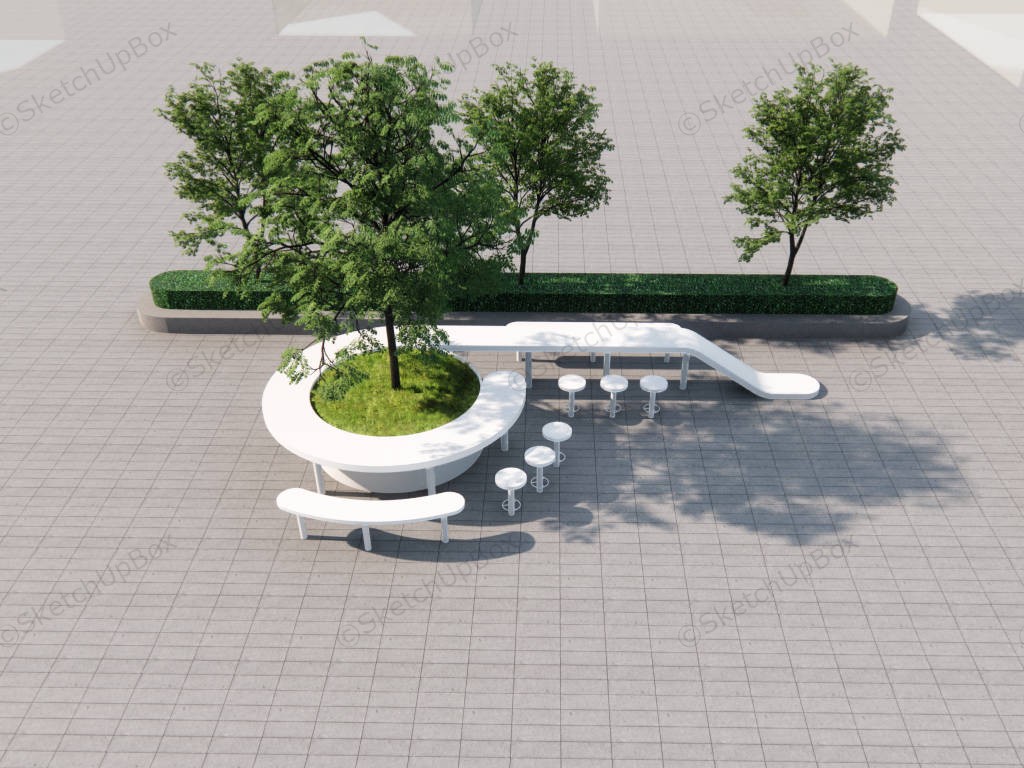 Creative Public Tree Bench sketchup model preview - SketchupBox