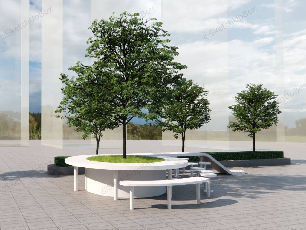 Creative Public Tree Bench sketchup model preview - SketchupBox