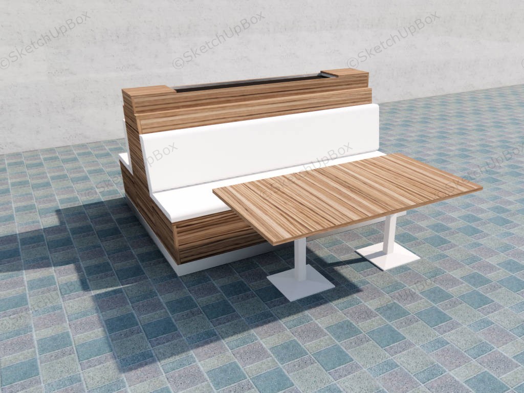 Wood Booth Seating With Table sketchup model preview - SketchupBox