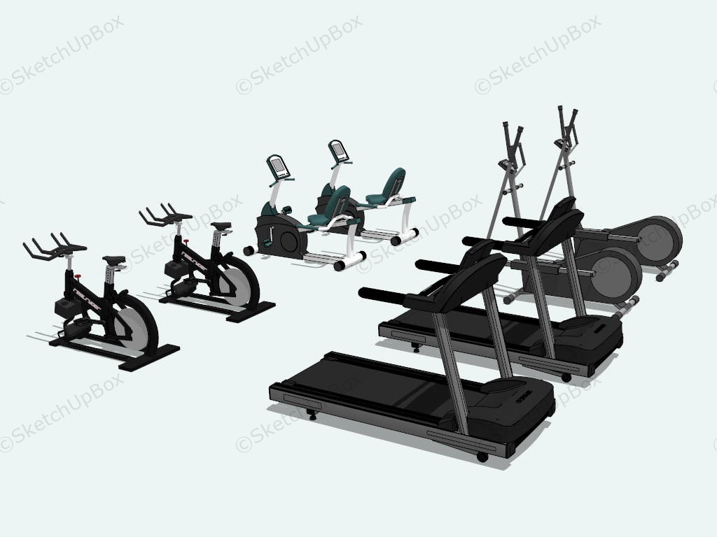 Cardio Exercises Gym Machine sketchup model preview - SketchupBox