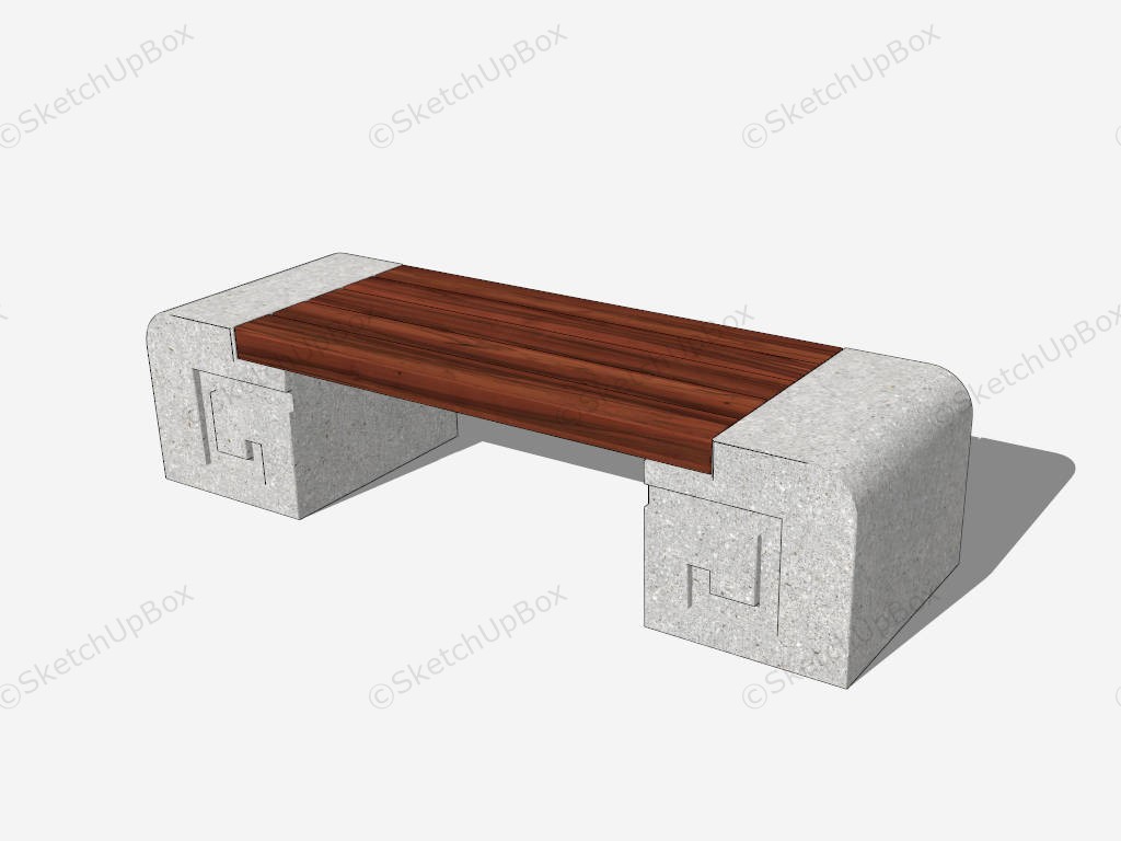 Wood And Stone Bench sketchup model preview - SketchupBox