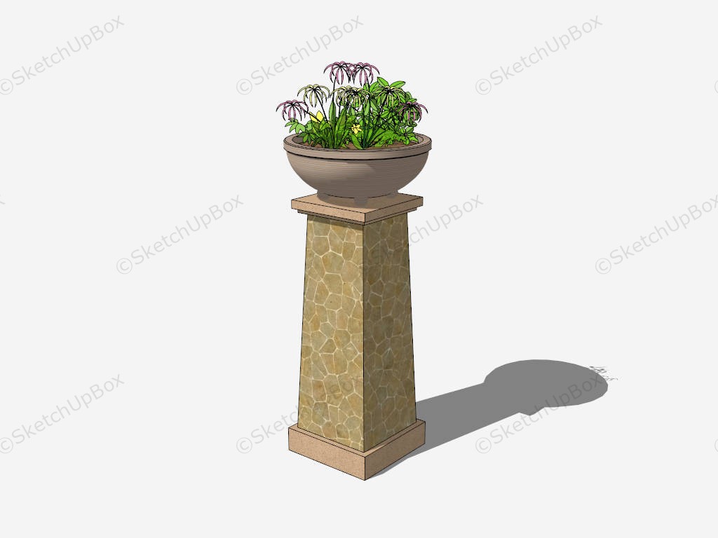 Outdoor Urn Planter With Pedestal sketchup model preview - SketchupBox
