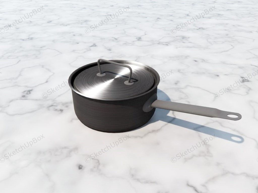 Stainless Steel Saucepan With Lid sketchup model preview - SketchupBox