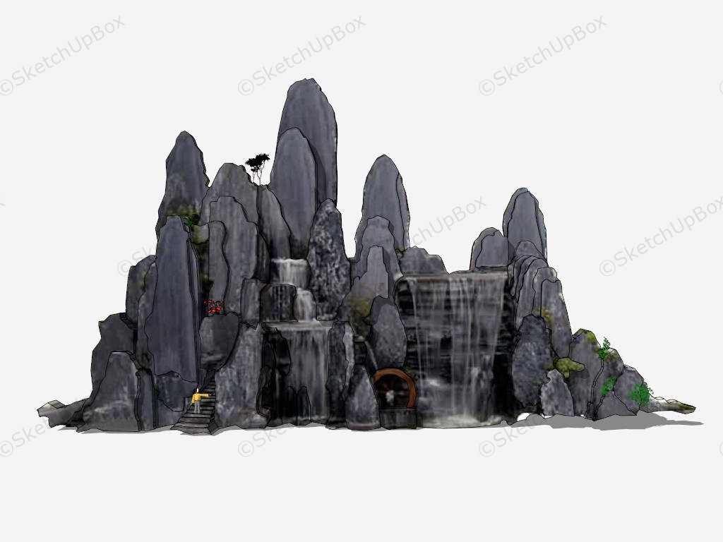 Chinese Rock Garden Idea sketchup model preview - SketchupBox