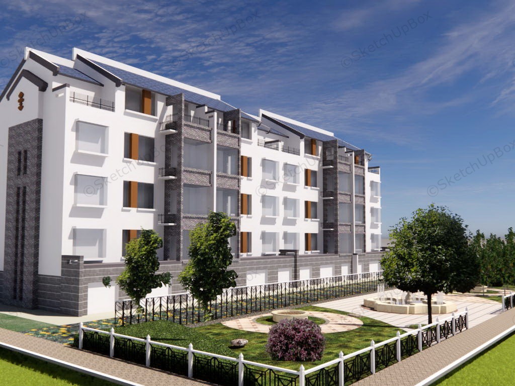 Row Apartment Block Design sketchup model preview - SketchupBox