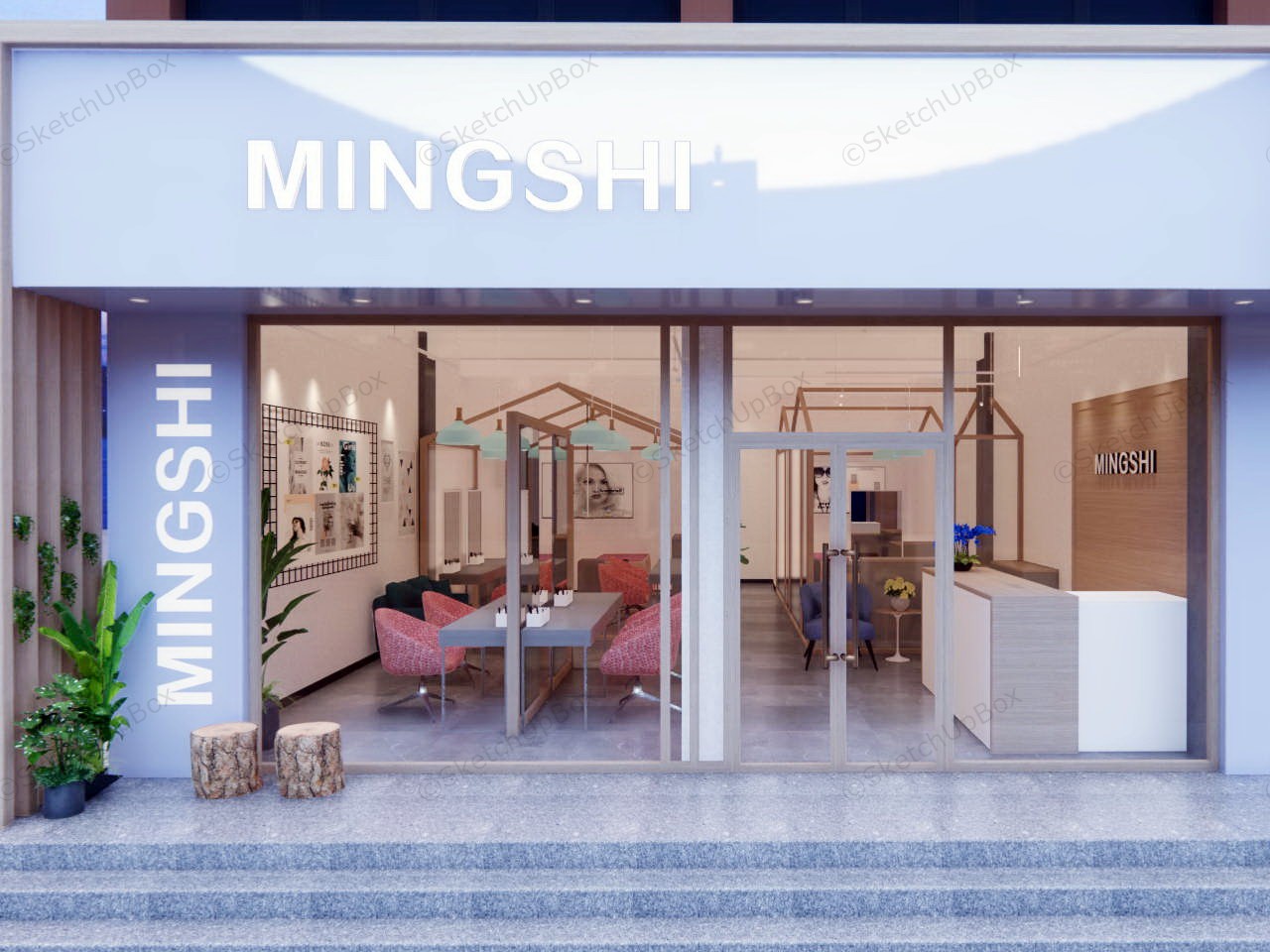 Hair Salon Interior Design Idea sketchup model preview - SketchupBox