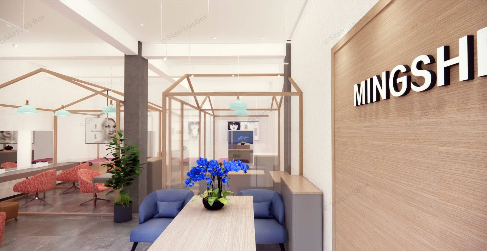 Hair Salon Interior Design Idea sketchup model preview - SketchupBox