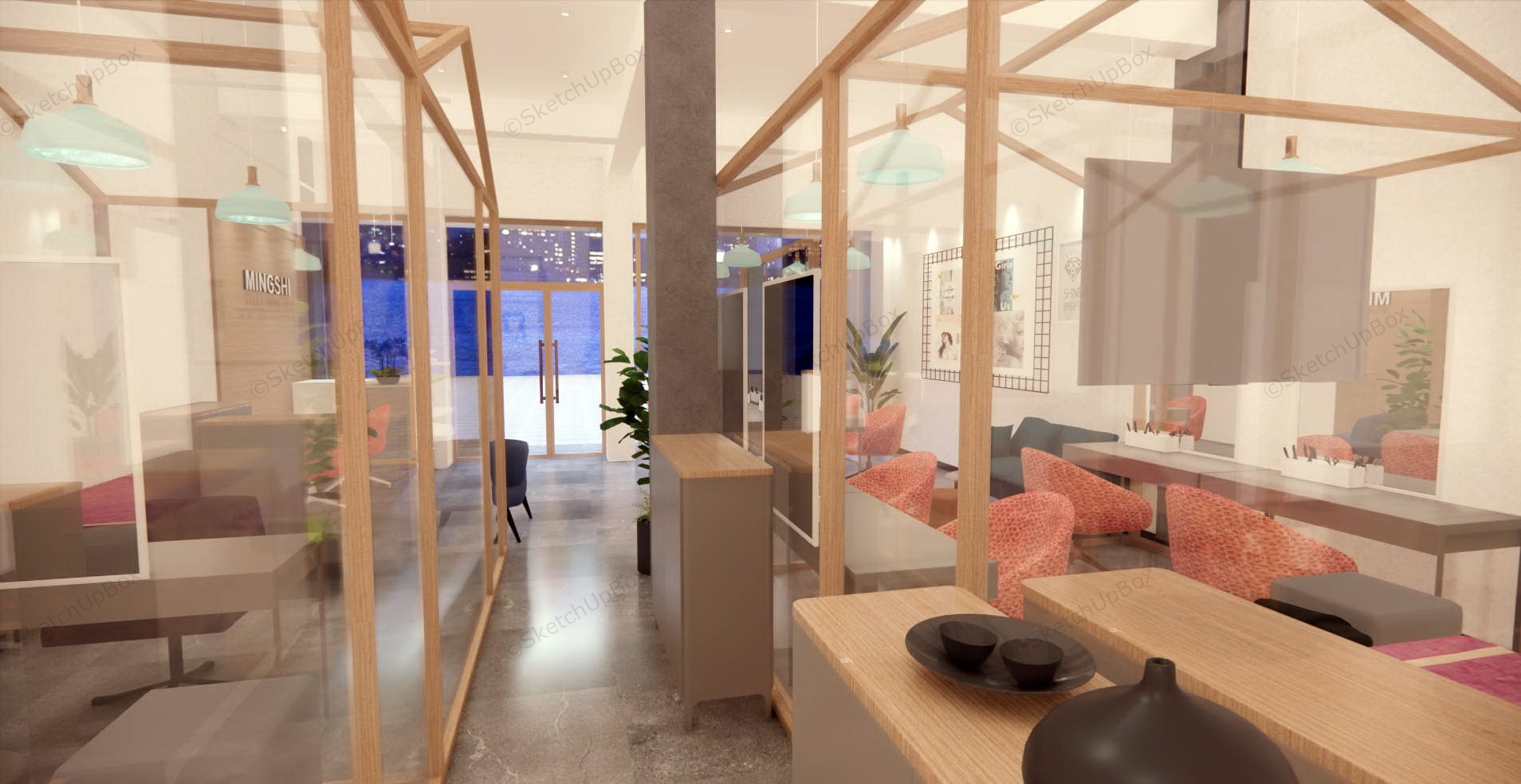 Hair Salon Interior Design Idea sketchup model preview - SketchupBox