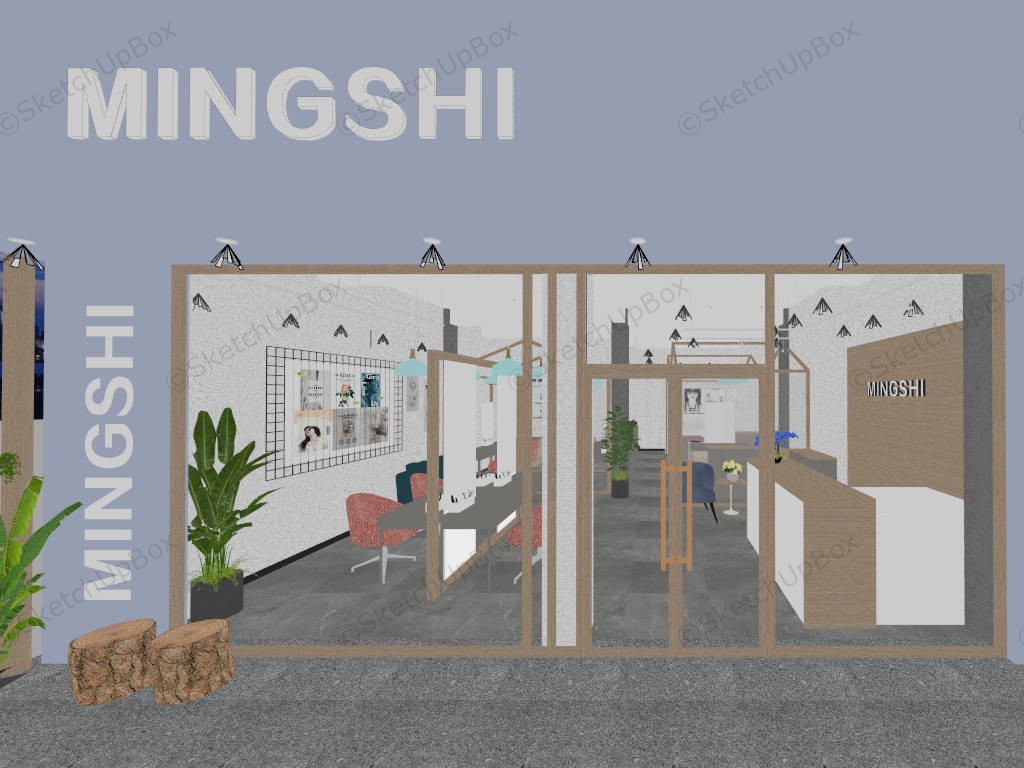 Hair Salon Interior Design Idea sketchup model preview - SketchupBox