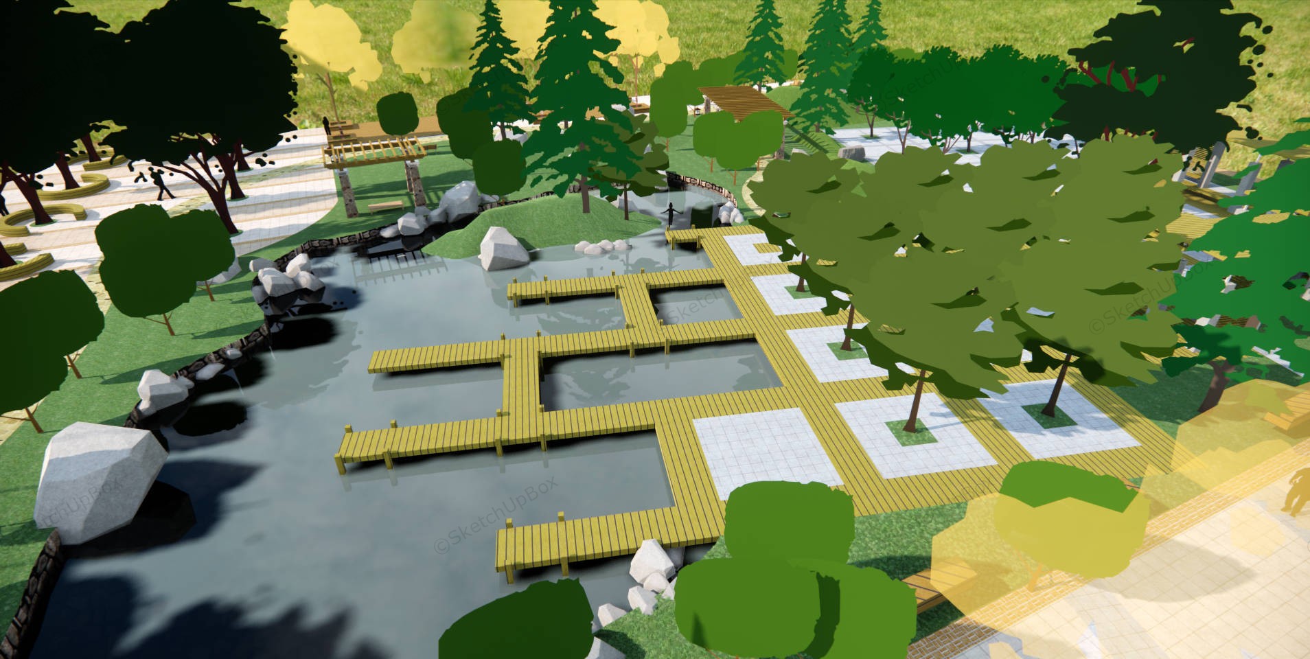 Pocket Park Design Plan sketchup model preview - SketchupBox