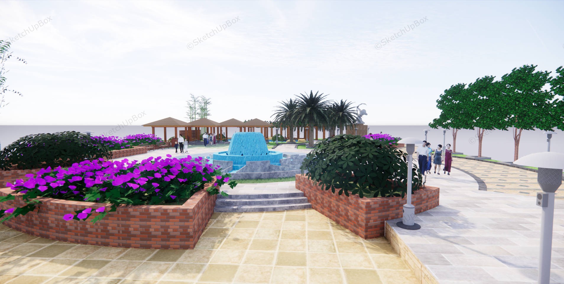 Street Garden Park Idea sketchup model preview - SketchupBox