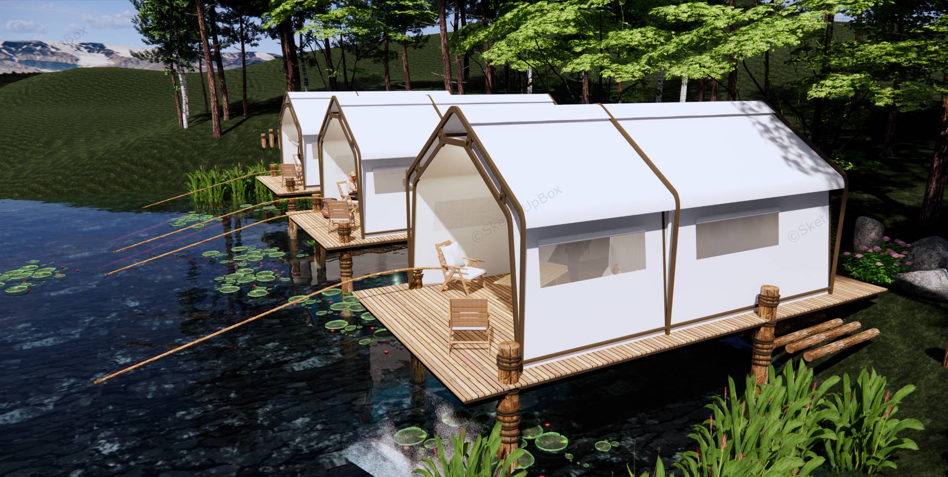 Fishing Park Landscape sketchup model preview - SketchupBox