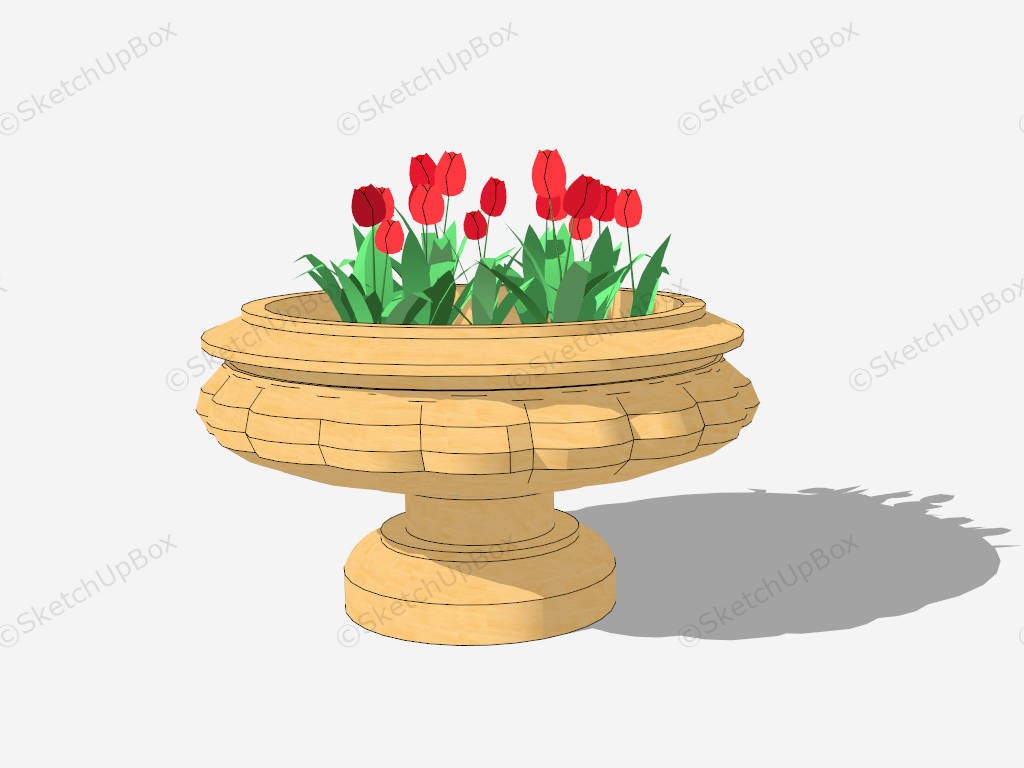 Large Garden Urn Planter sketchup model preview - SketchupBox
