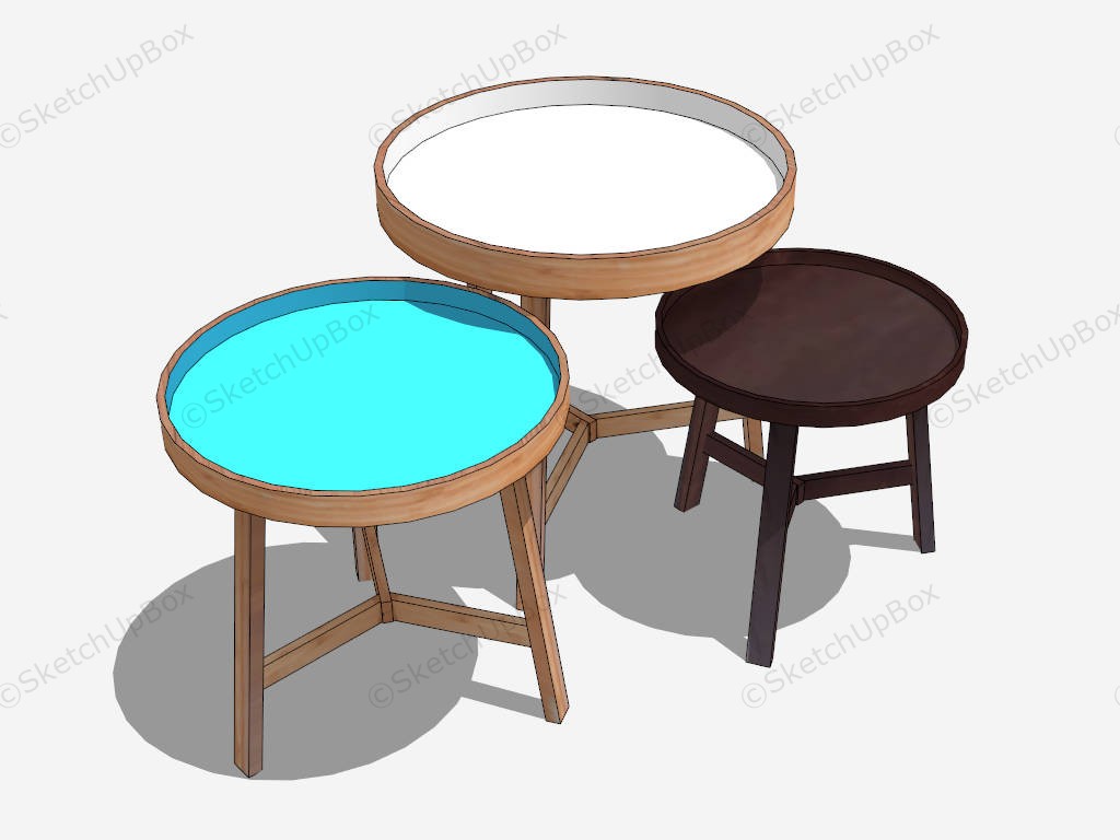 Round Nesting Coffee Table Set sketchup model preview - SketchupBox