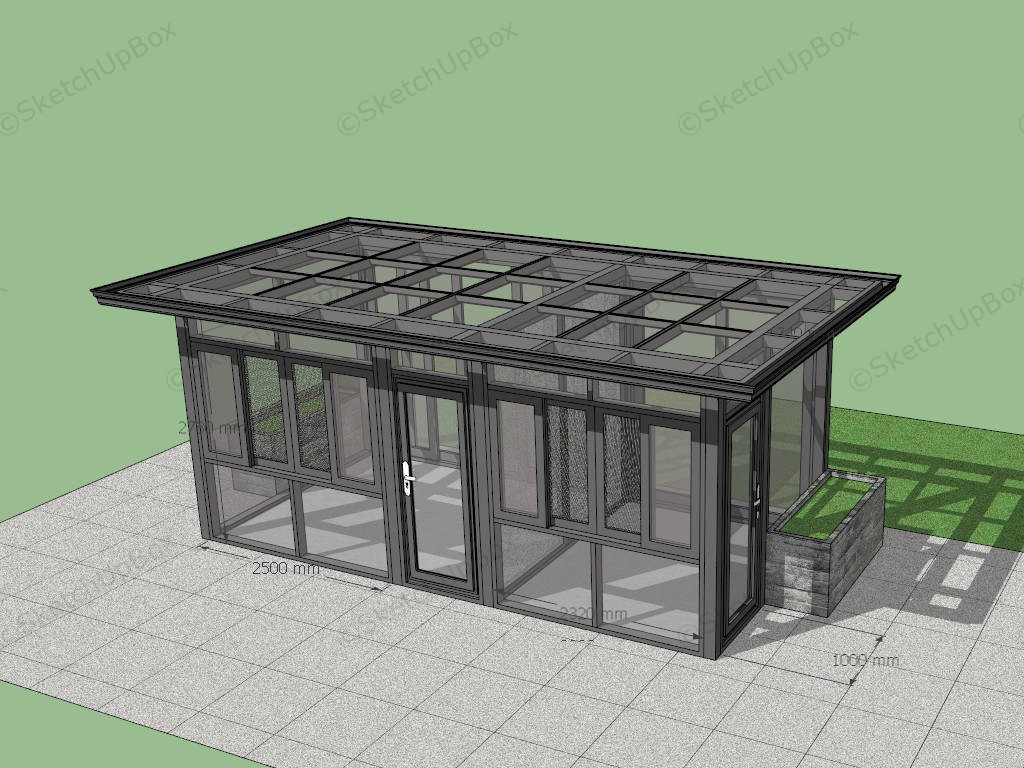 Garden Shed Greenhouse sketchup model preview - SketchupBox