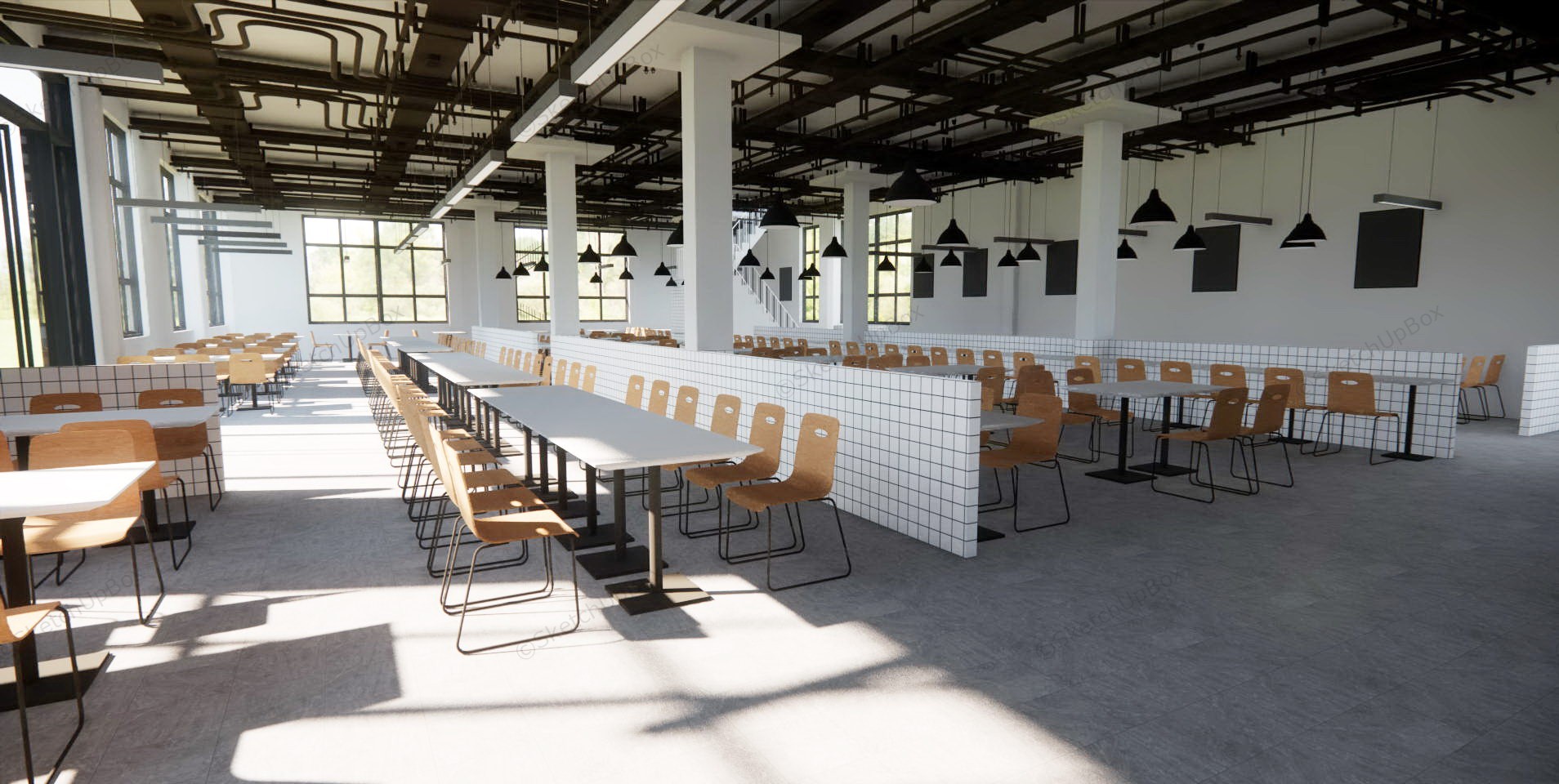 School Canteen Interior Design sketchup model preview - SketchupBox