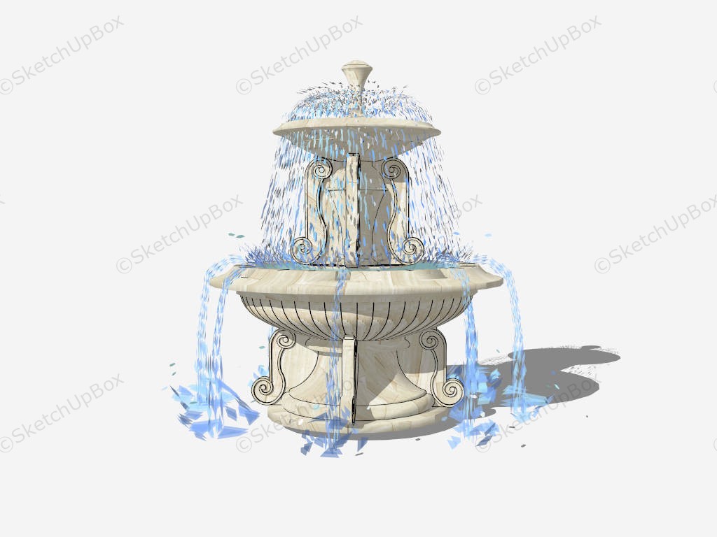 Large Tiered Outdoor Water Fountain sketchup model preview - SketchupBox