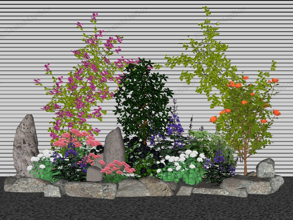 Rock Flower Bed Landscaping sketchup model preview - SketchupBox