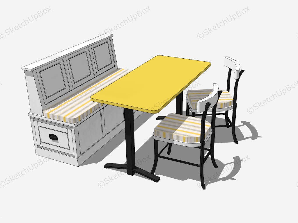 Dining Room Set With Booth Seating sketchup model preview - SketchupBox