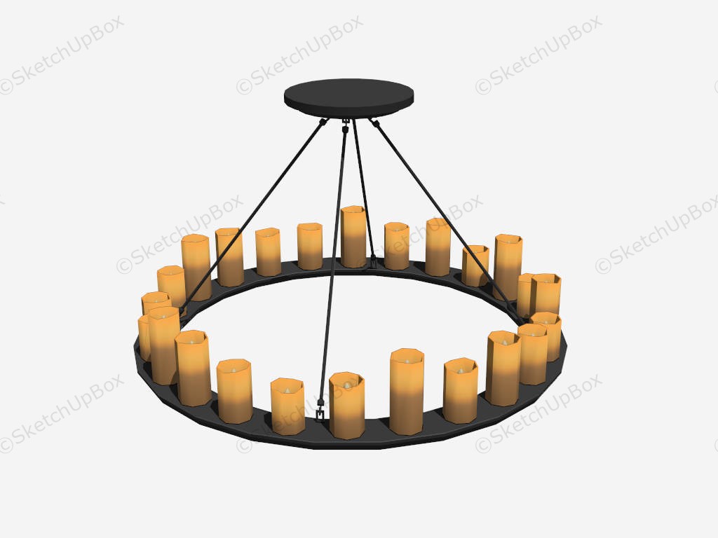 Wrought Iron Wagon Wheel Chandelier sketchup model preview - SketchupBox