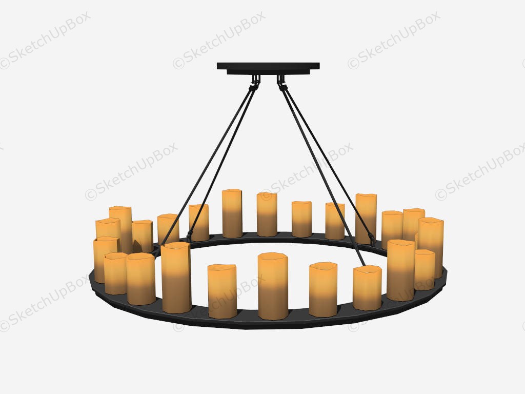 Wrought Iron Wagon Wheel Chandelier sketchup model preview - SketchupBox