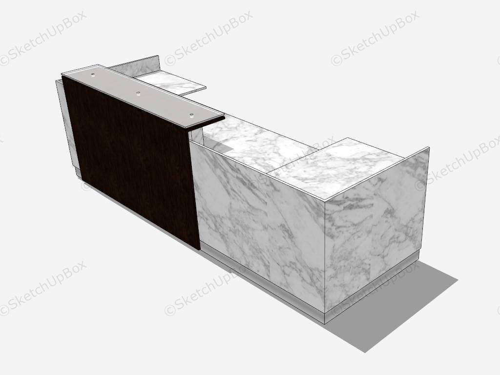 White Marble And Wooden Reception Counter sketchup model preview - SketchupBox