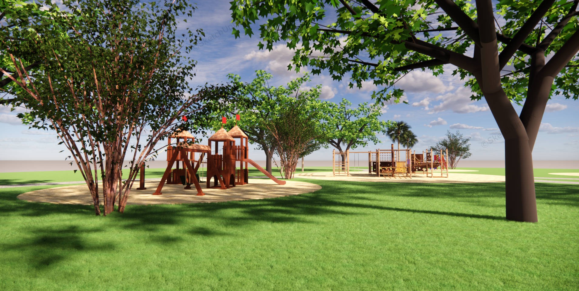 Wooden Outdoor Playset For Backyard sketchup model preview - SketchupBox