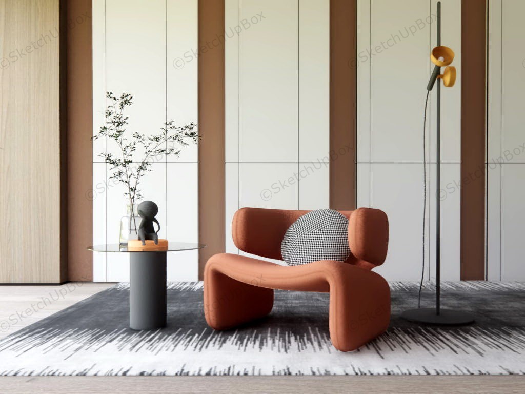 Armchair Side Table Accent Wall Idea sketchup model preview - SketchupBox
