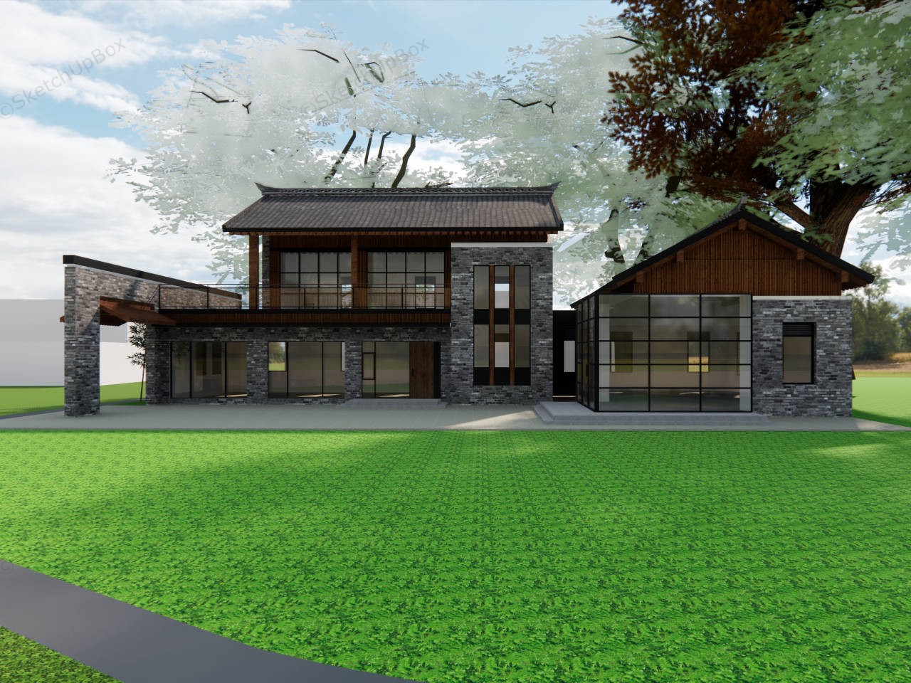 Small Country Inn Design sketchup model preview - SketchupBox