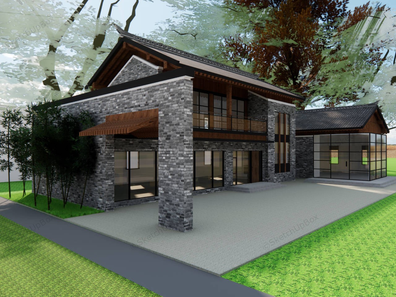 Small Country Inn Design sketchup model preview - SketchupBox