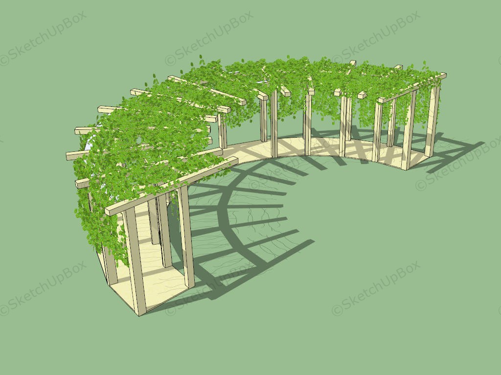 Curved Pergola Covered In Vines sketchup model preview - SketchupBox