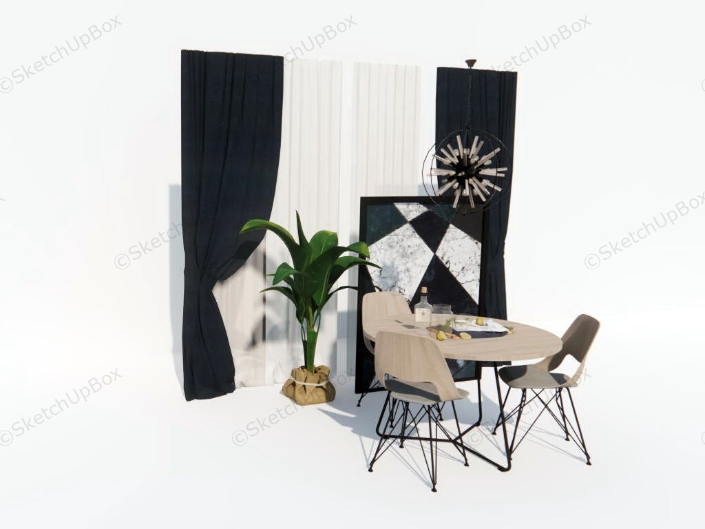 Small Apartment Dining Room Set sketchup model preview - SketchupBox
