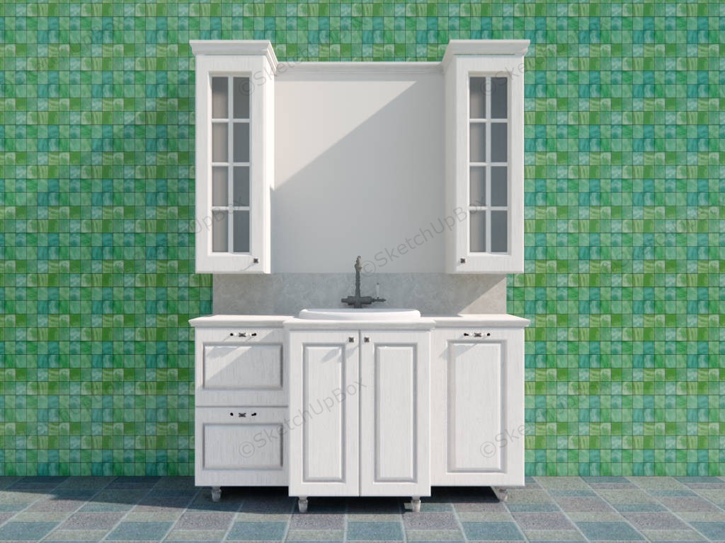 White Bathroom Vanity With Storage Cabinet sketchup model preview - SketchupBox
