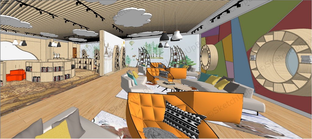 Elementary School Library Design Idea sketchup model preview - SketchupBox