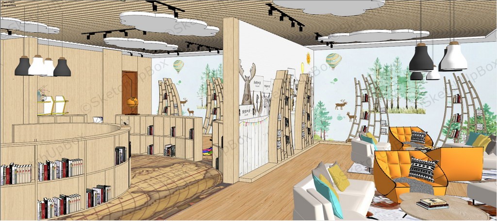 Elementary School Library Design Idea sketchup model preview - SketchupBox