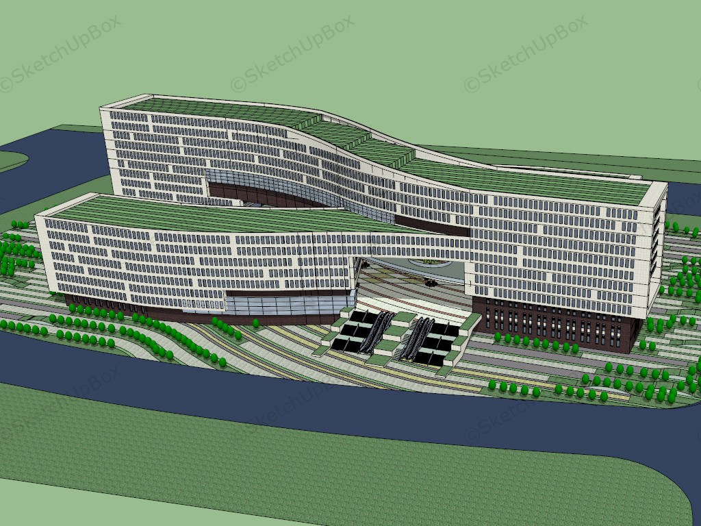 Modern Office Exterior Building Concept sketchup model preview - SketchupBox
