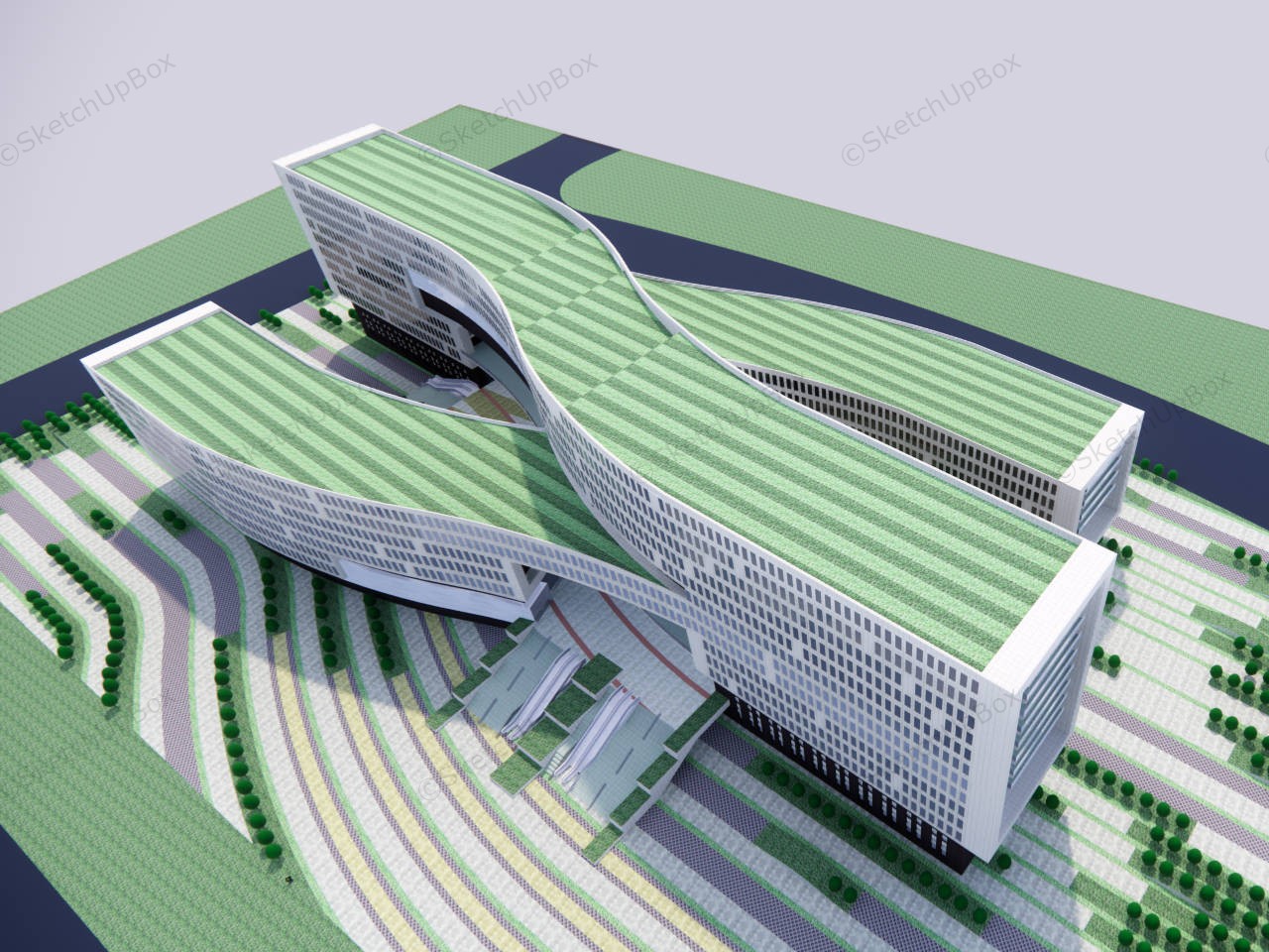 Modern Office Exterior Building Concept sketchup model preview - SketchupBox